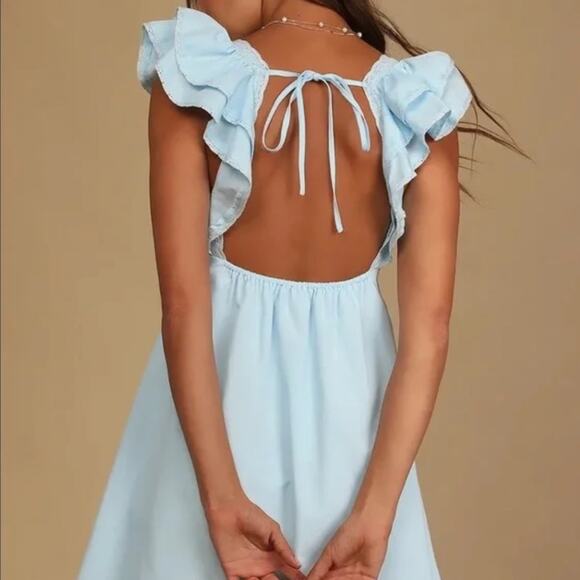 Lulus Marvelous Time Light Blue Ruffled Mini Dress - Picture 2 of 7